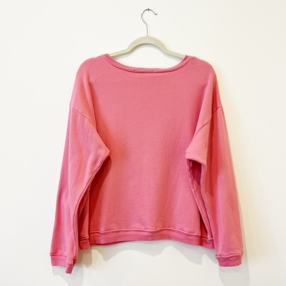 Wildfox Je T'aime Sweatshirt Pink Fleece Lined Heart Graphic Pullover Size Small - Picture 2 of 6